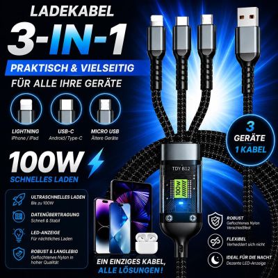 3-in-1-Ladekabel - Praktisch und vielseitig für alle Ihre Geräte