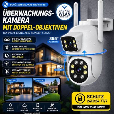 Überwachungskamera mit Doppelobjektiv