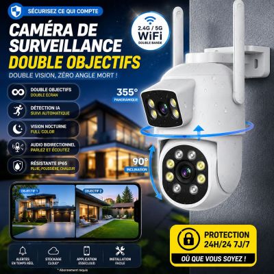 Caméra de surveillance à double objectifs