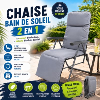 Chaise Bain de Soleil 2 en 1