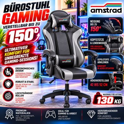 Verstellbarer Gaming-Bürostuhl mit 150°-Neigung