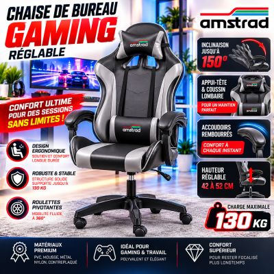 Chaise de bureau Gaming réglable 150°