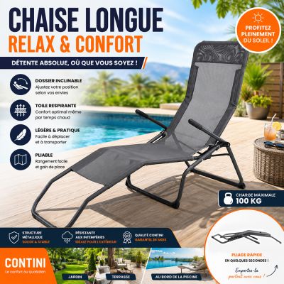 Chaise longue pliable