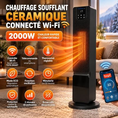 Chauffage Soufflant Céramique Connecté Wi-Fi 2000W