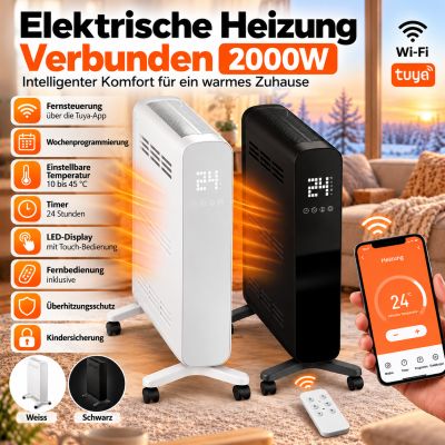 Elektrische Heizung mit WLAN 2000 W