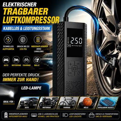 Tragbarer, kabelloser elektrischer Luftkompressor