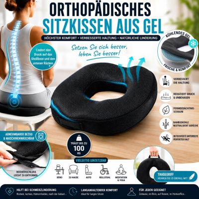 Orthopädisches Gel-Sitzkissen mit abnehmbarem Bezug
