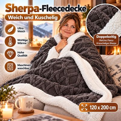 Weiche und flauschige Sherpa-Fleecedecke 120 x 200 cm