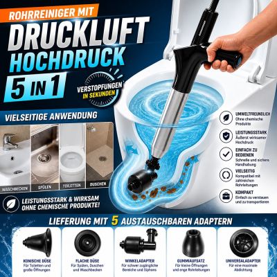 5-in-1 Hochdruck-Druckluft-Rohrreiniger
