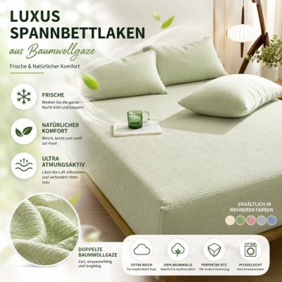Luxuriöses Spannbetttuch aus Baumwollgaze – Frische & natürlicher Komfort