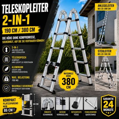 Teleskopleiter 2-in-1 190 cm / 380 cm