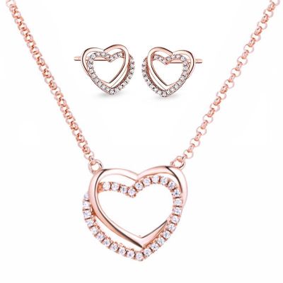 Schmuck Set Ernst Stein Heart Halskette mit Anhänger + Ohrstecker