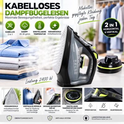 Kabelloses 2-in-1-Dampfbügeleisen