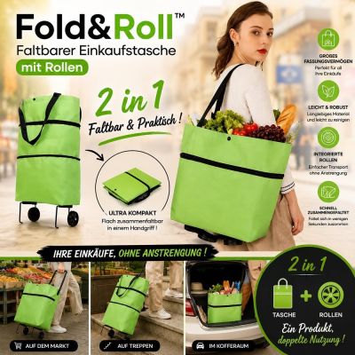 Fold&Roll™ – Faltbare Einkaufstasche mit Rollen