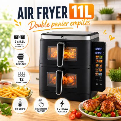 Friteuse Air Fryer 11 L double Paniers empilés