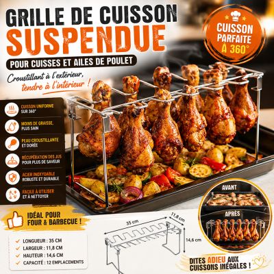 Grille de Cuisson Suspendue pour Cuisses et Ailes de Poulet