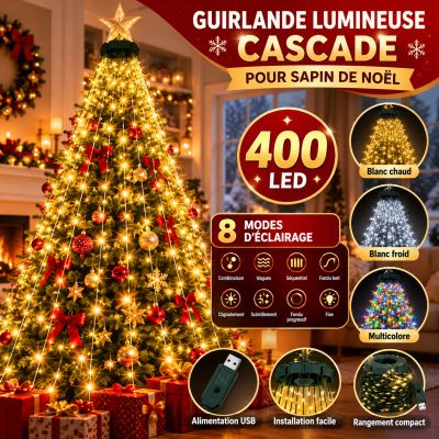 Guirlande Lumineuse Cascade pour Sapin de Noël