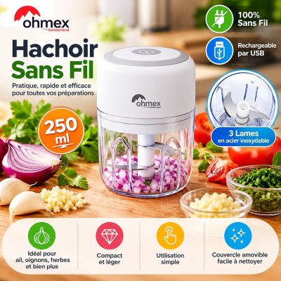 Hachoir Sans Fil 3 Lames 250 ml