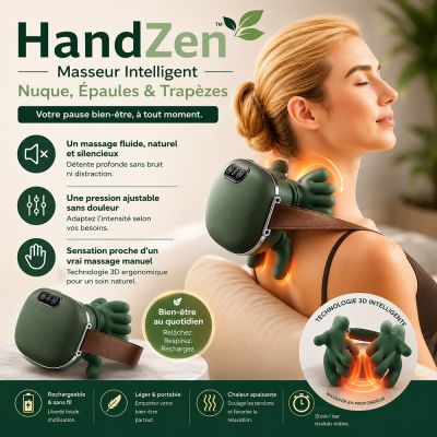 HandZen™ – Masseur Intelligent Nuque, Épaules & Trapèzes