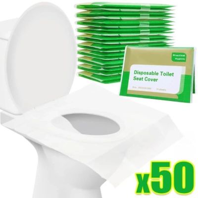 Housses Jetables de Siège de Toilette – Étanches, Solubles et Pratiques (50 pcs)