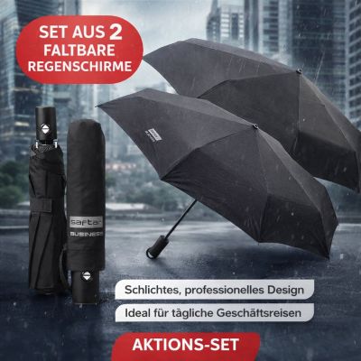 2er-Set zusammenklappbare Regenschirme Safta Business