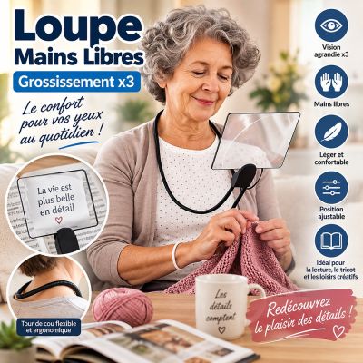 Loupe Mains Libres – Grossissement x3, Flexible et Polyvalente