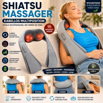 Kabelloses Shiatsu-Massagegerät mit mehreren Positionen