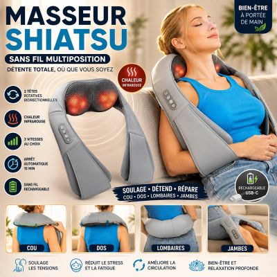 Masseur shiatsu sans fil Multiposition