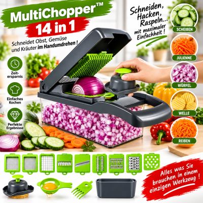 MultiChopper™ – 14 in 1 – Schneidet Obst, Gemüse und Kräuter