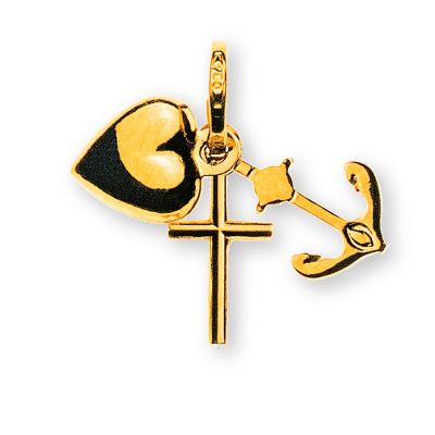 Pendentif Olyssa Fidelis - Foi, Amour, Espérance | Or Jaune 18k - 6x10mm