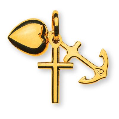 Pendentif Olyssa Fidelis - Foi, Amour, Espérance | Or Jaune 18k - 9x14mm