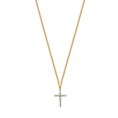 Collier mit Kreuz Anhänger Olyssa Divine | Gelbgold 9k & Zirkonia