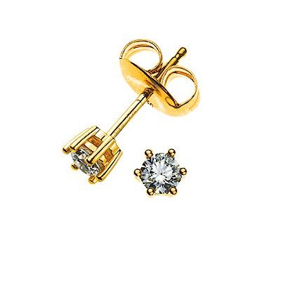 Boucles d'oreilles Solitaire Olyssa Essentials | Or Jaune 18k - 2 Diamants 0.10ct. - 6 Griffes