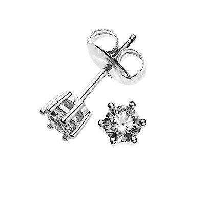 Boucles d'oreilles Solitaire Olyssa Essentials Or blanc 18k - 2 Diamants 0.20ct. - 6 Griffes