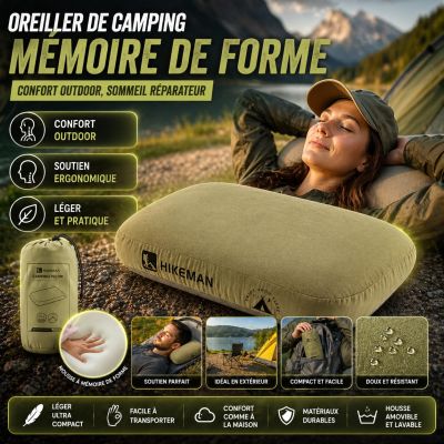 Oreiller de Camping Mémoire de Forme – Confort Outdoor