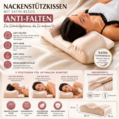 Nackenkissen mit Anti-Falten-Satin-Bezug