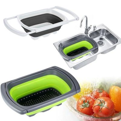 Zusammenklappbares Spülbeckensieb mit ausziehbarem Griff
