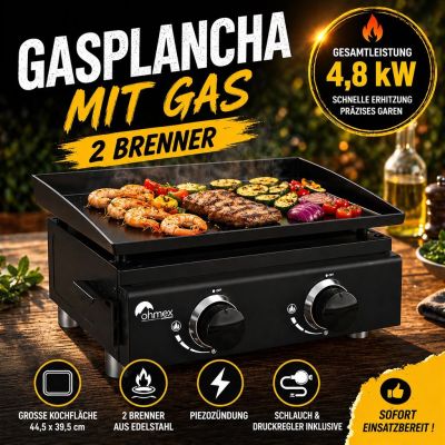 2-Flammen-Gasgrillplatte