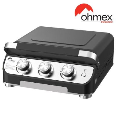 Plancha à gaz 3 brûleurs Ohmex Avec couvercle