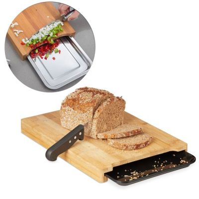 Bambusschneidebrett mit Sammeltablett