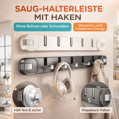 Wandhakenhalter mit Saugnäpfen – Ohne Bohren, diskret und modern
