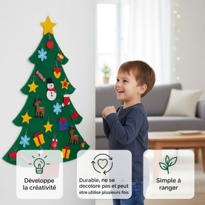 Sapin de Noël en feutre à décorer 30 pcs