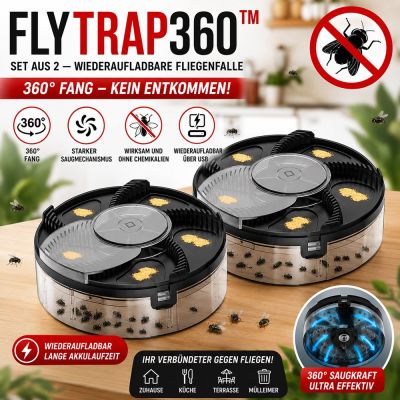 2er-Pack FlyTrap360™ - Automatische, wiederaufladbare Fliegenfalle