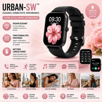 Urban-SW™ - Montre Connectée Élégante