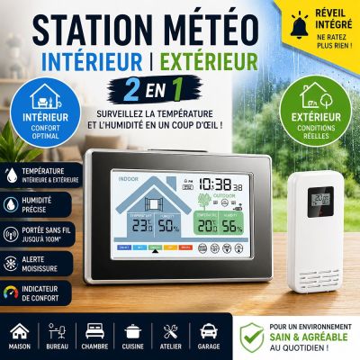 Station météo intérieur extérieur 2 en 1