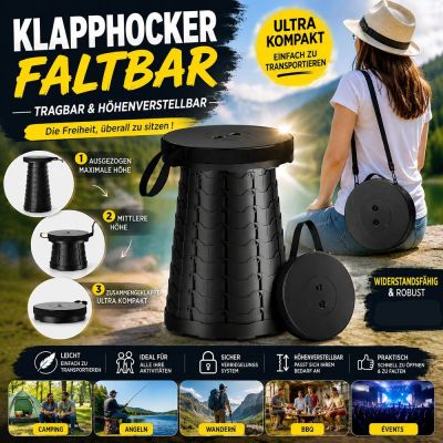Faltbarer, tragbarer Hocker mit verstellbarer Höhe