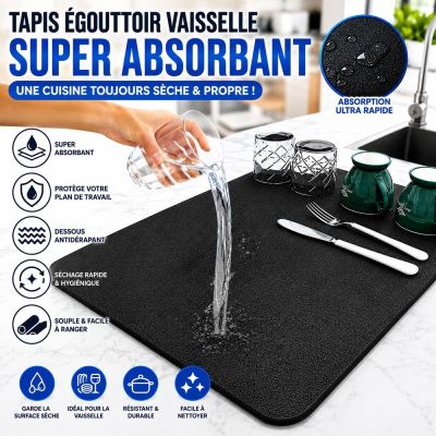 Tapis égouttoir vaisselle super absorbant Design