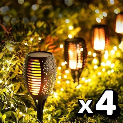 FlammaLight™ – Set de 4 Torches Solaires LED