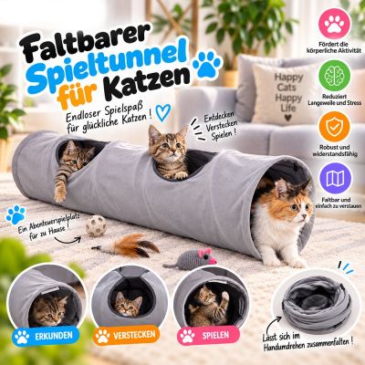 Faltbarer Spieltunnel für Katzen
