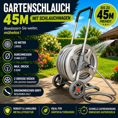 45 m Gartenschlauch mit Schlauchwagen